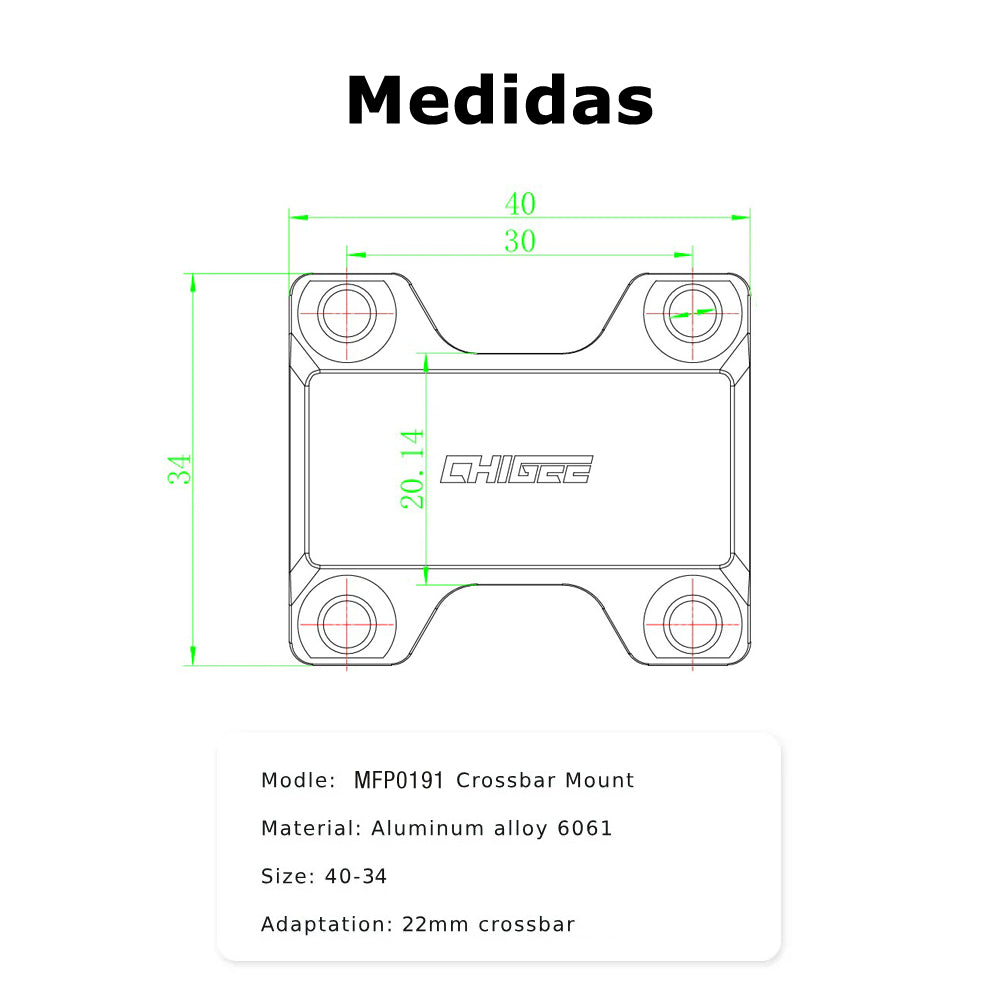 SOPORTE CHIGEE PARA BARRA TRANSVERSAL 22MM