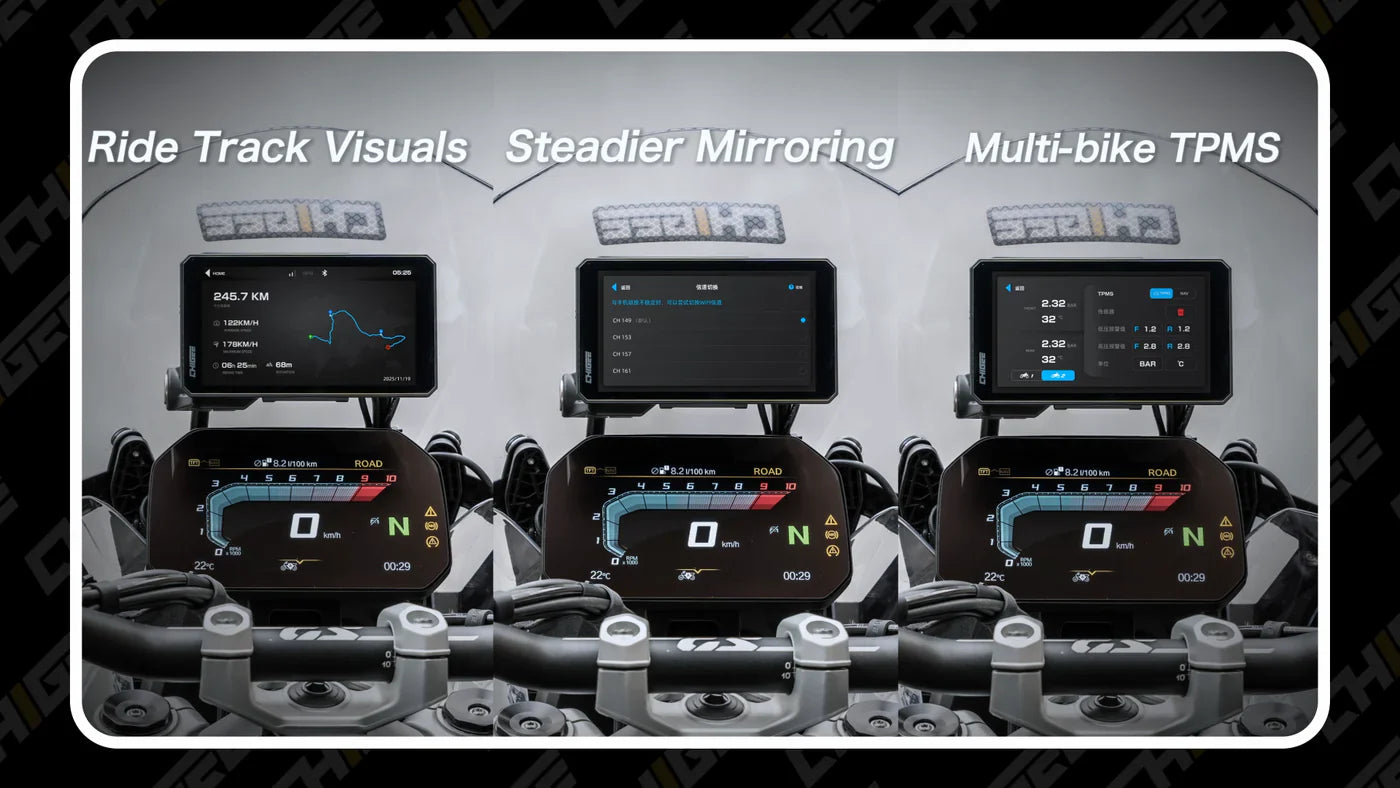 Actualización AIO-6 V1.8.8: Visualiza tus recorridos, duplicación de pantalla y TPMS para múltiples Motocicleta